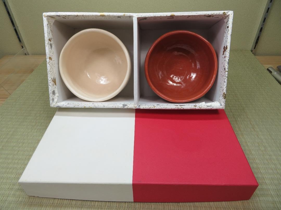 楽焼茶碗　紅白一双茶碗 楽焼茶碗 紅白一双茶碗